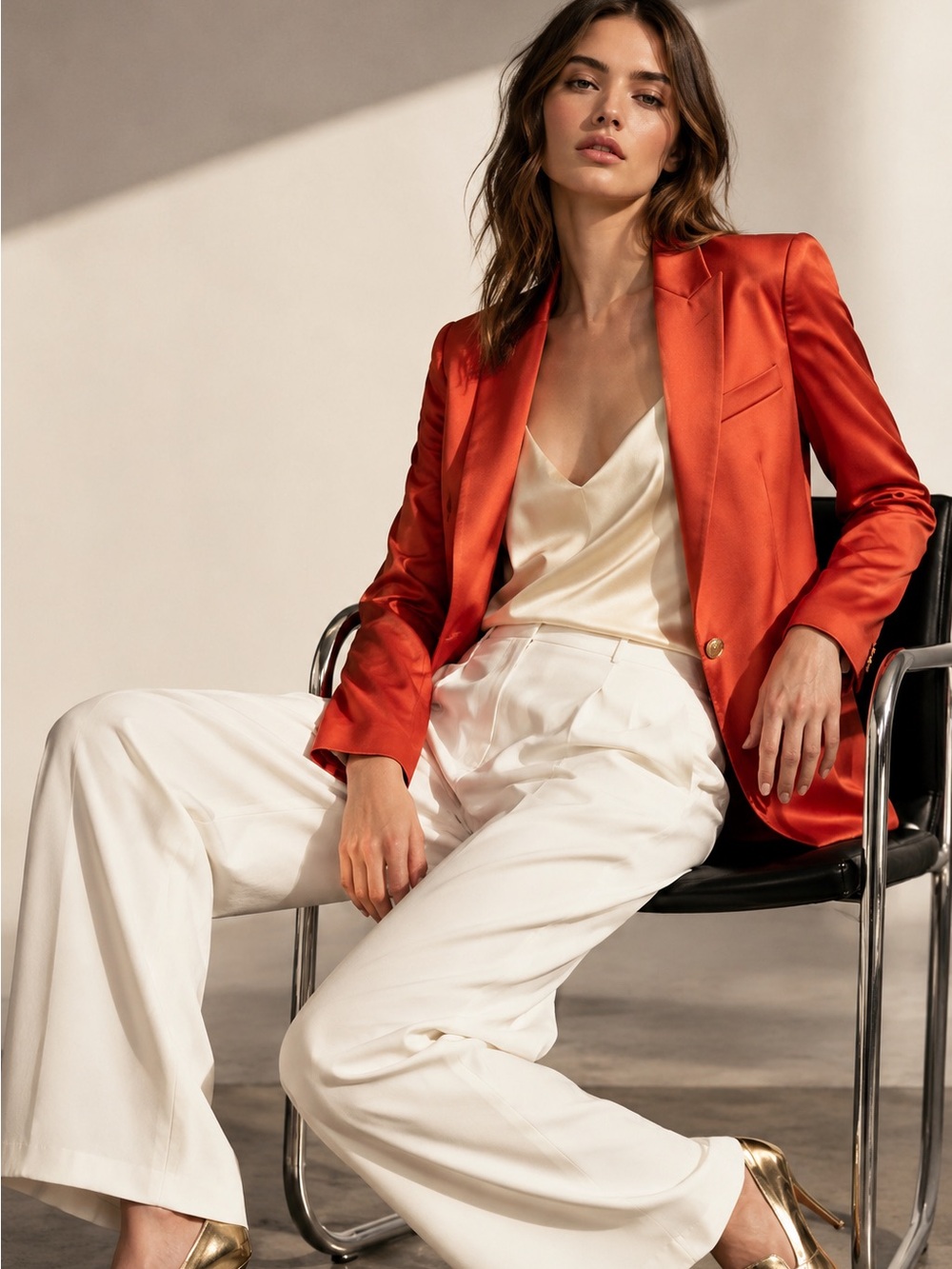 NWT Gucci 100% Silk Horsebit Blazer Coral Orange IT42 US 6 Frida Giannini
